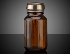 #36-298 - Amber Glass One-Touch 4 oz. Pump-Top Dispenser